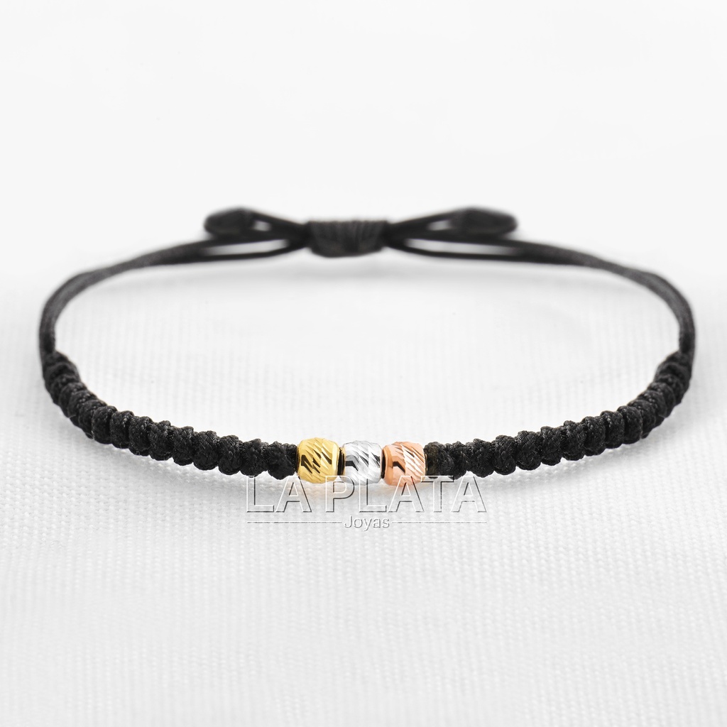 PULSERA DE HILO CON 3 BALINES DIAMANTADOS | LA PLATA JOYAS